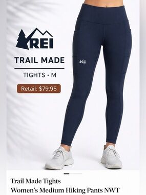 REI Trail Made Tights Women’s Medium Navy Quick Dry Hiking Leggings High Rise